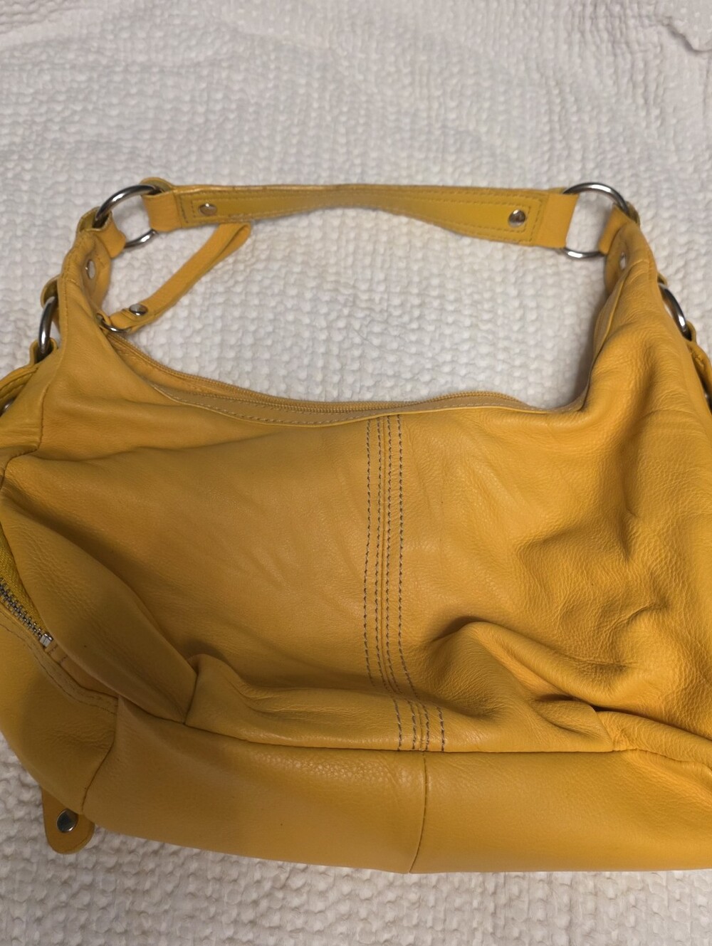Franco Sarto Retro Yellow Leather Shoulder Bag Summer - Picture 2 of 10